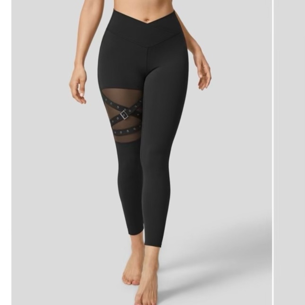 High waisted Halara buckle crossover leggings